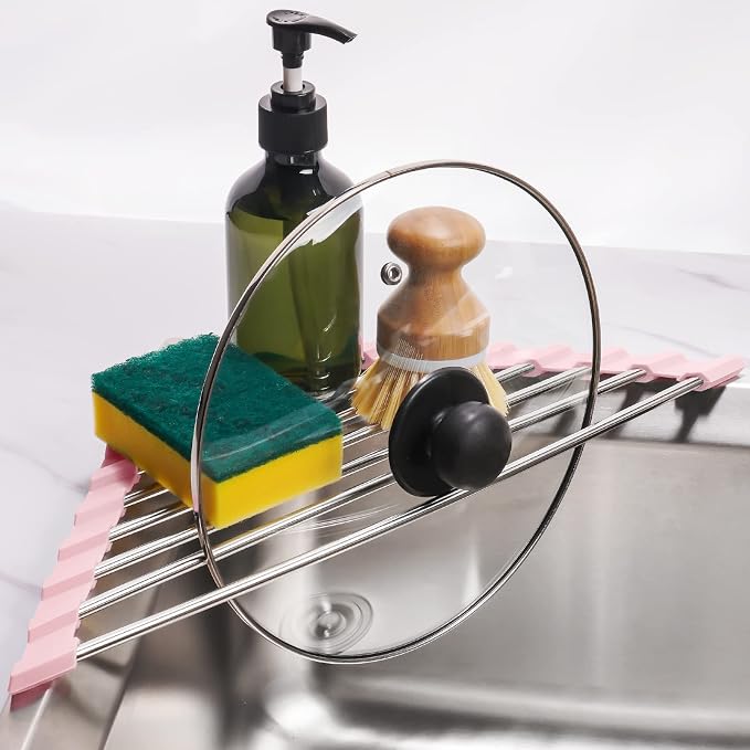 Tomorotec Triangle Foldable Dish Drying Rack, Small Roll-Up Stainless Steel - Image 8