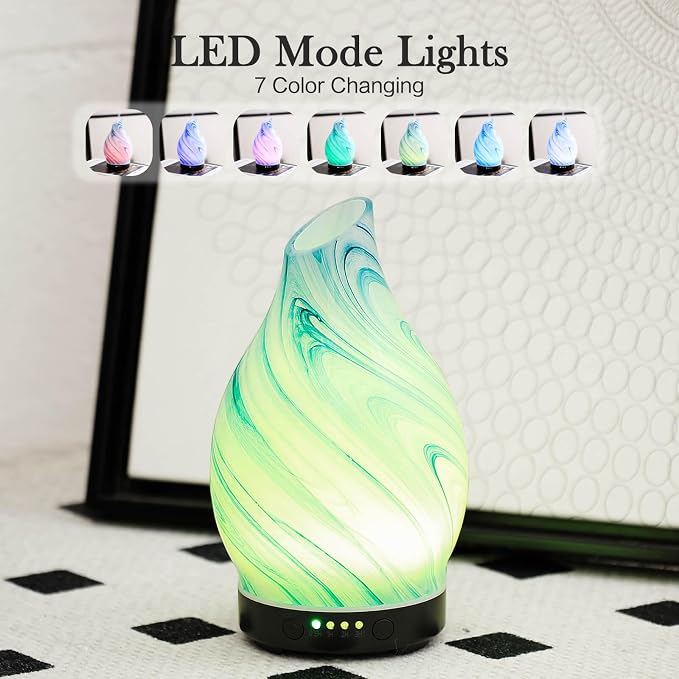 Porseme 150ml Essential Oil Diffuser Glass Color Changing Aroma Air Diffusers - Image 2