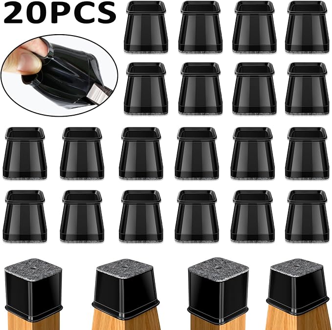BUMACO Chair Leg Floor Protectors Square Chair Leg Protectors - Image 4