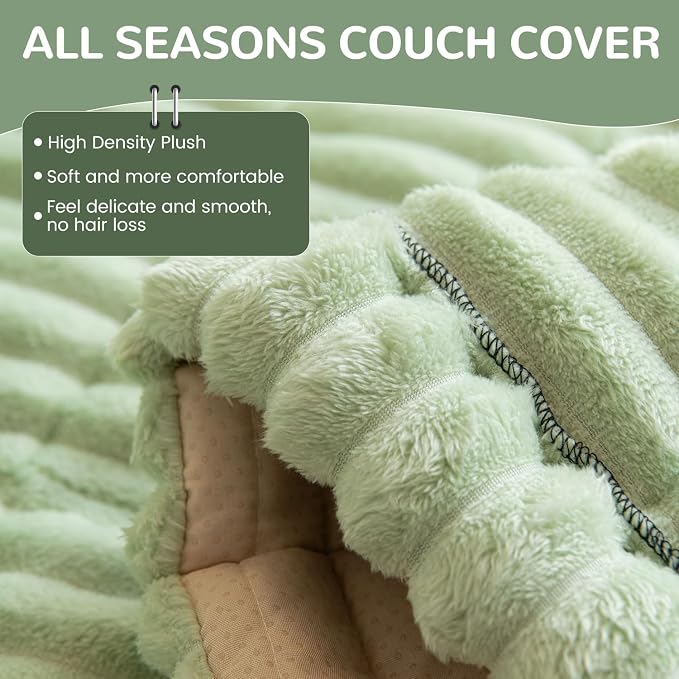 OTOB Dog Couch Covers for 3 Cushion Washable Non Slip Plush Pet Friendly Bed - Image 3