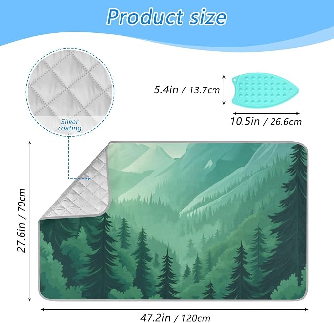 Mountain Forest Trees Green 02 Ironing Mat - Image 2