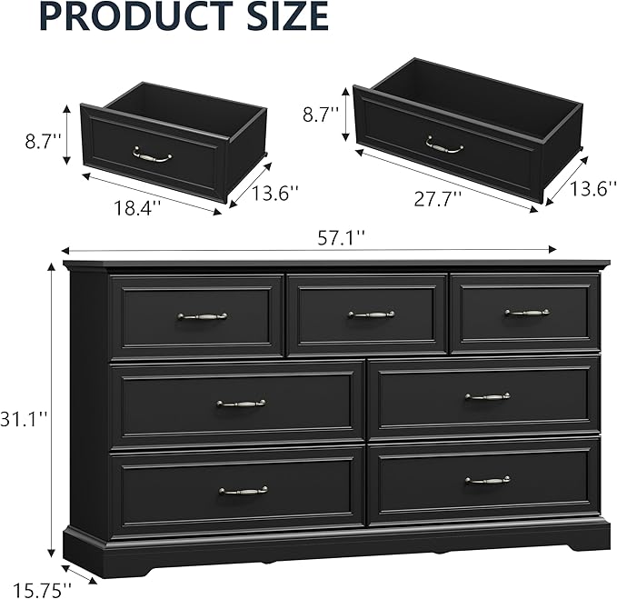 7 Drawer Dresser for Bedroom, Rustic Farmhouse Dresser - Image 2