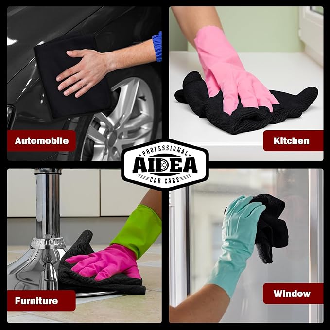 AIDEA Microfiber Cleaning Cloth Black 20PK, Microfiber Towels - Image 5