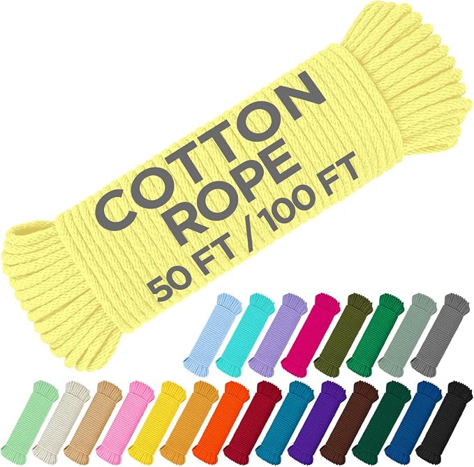TECEUM Cotton Rope 3/16” – 100 FT – Strong All-Purpose Braided Rope – Natural by TECEUM