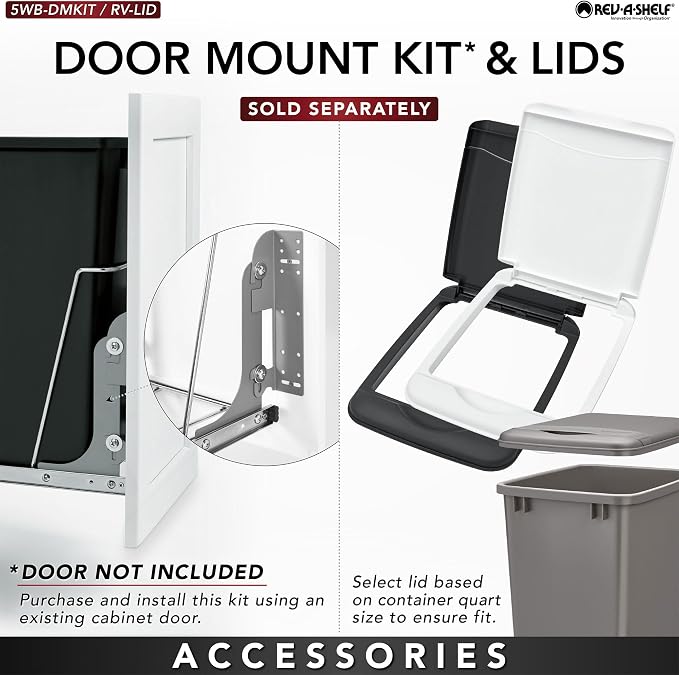 Rev-A-Shelf Pullout Trash Can for Kitchen Cabinets 35 Qt Garbage Waste - Image 6