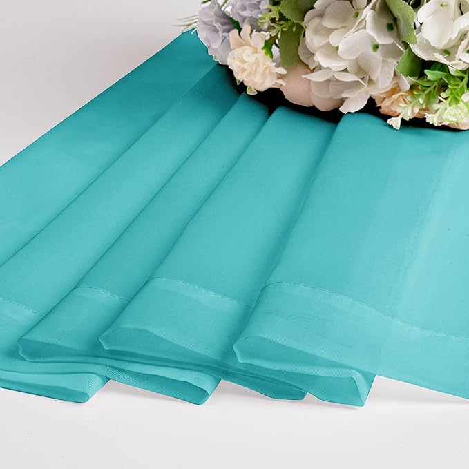 Chyhomenyc Turquoise Sheer Curtains 63 Inch Length 2 Panels, Light Filtering - Image 2