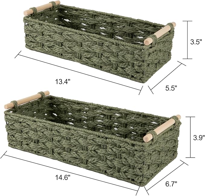 OIAHOMY Toilet Paper Baskets Handmade Paper Rope Decorative Wicker Storage Tank - Image 3