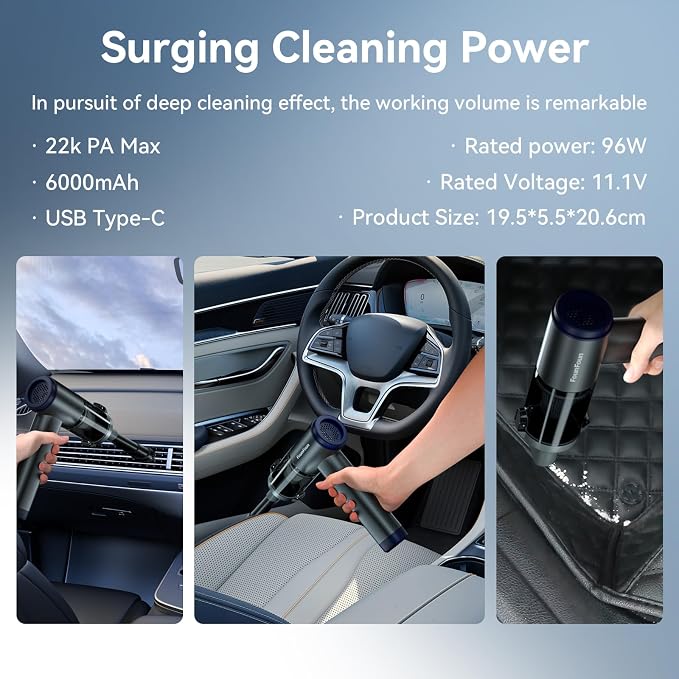 FOUNFOUN Handheld Vacuum Cordless, Portable Car Vacuum, High Power Cleaner - Image 4