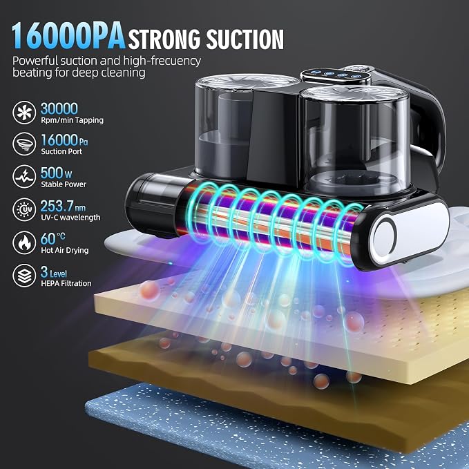 Mattress Vacuum Cleaner, 16Kpa Bed Vacuum Cleaner - Image 2