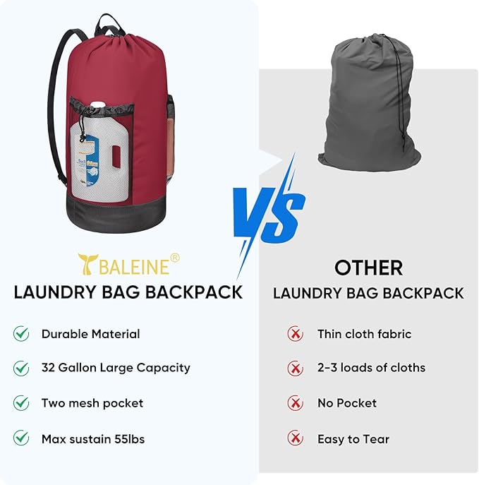 BALEINE 120L Laundry Bag Backpack, 900D Oxford Fabric Large Travel Laundry Bags - Image 5