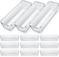 Maitys 12 Pcs Vanity Drawer Organizer 9 x 3 x 2 Inches Clear Plastic Utensil by Maitys