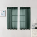 Chyhomenyc Hunter Green Sheer Curtains 45 Inch Long 2 Panels, Short Voile Drapes by Chyhomenyc