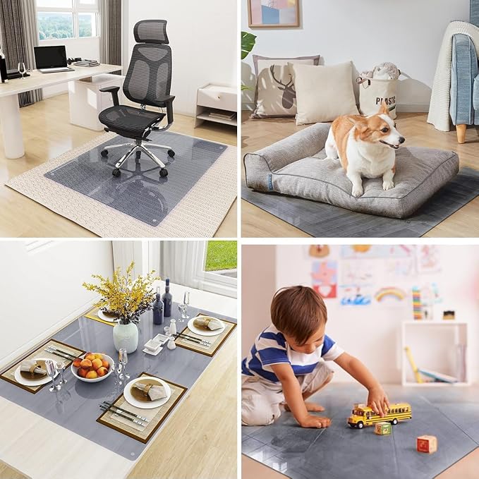 46" x 55" Glass Chair Mat, Heavy Duty Hard Tempered Glass Mat - Image 5