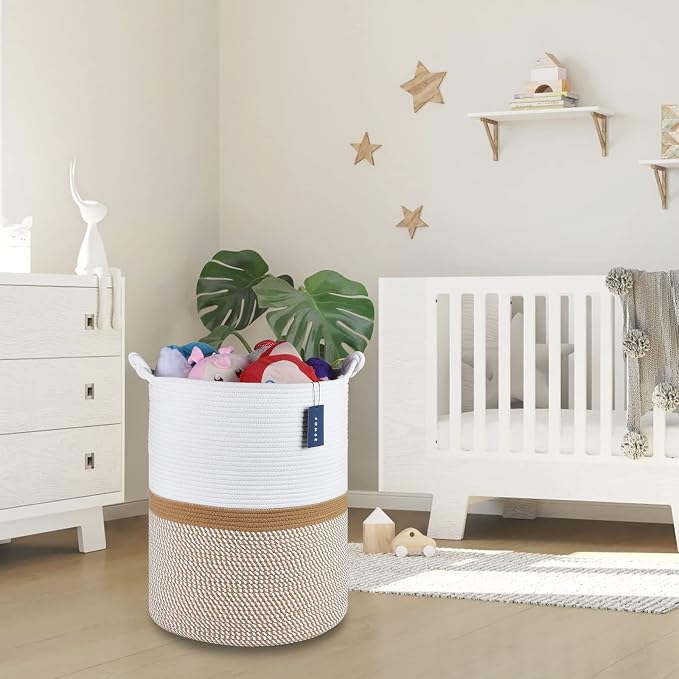 COMSE Extra Large Blanket Basket, Tall Woven Storage Basket, Nursery Hamper - Image 6