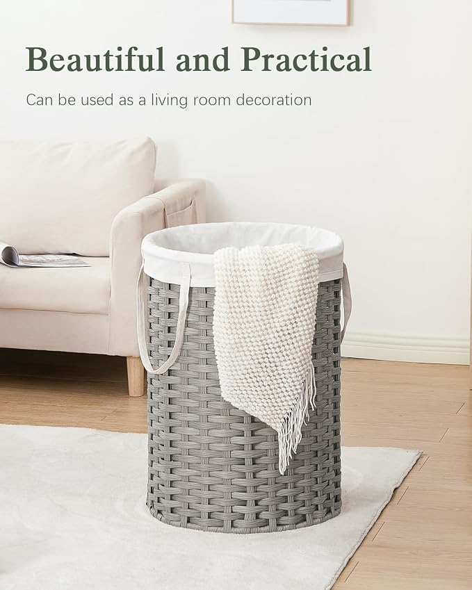 Laundry Basket Round Rattan Laundry Hamper 29.1 Gal Handwoven Large Wicker - Image 8