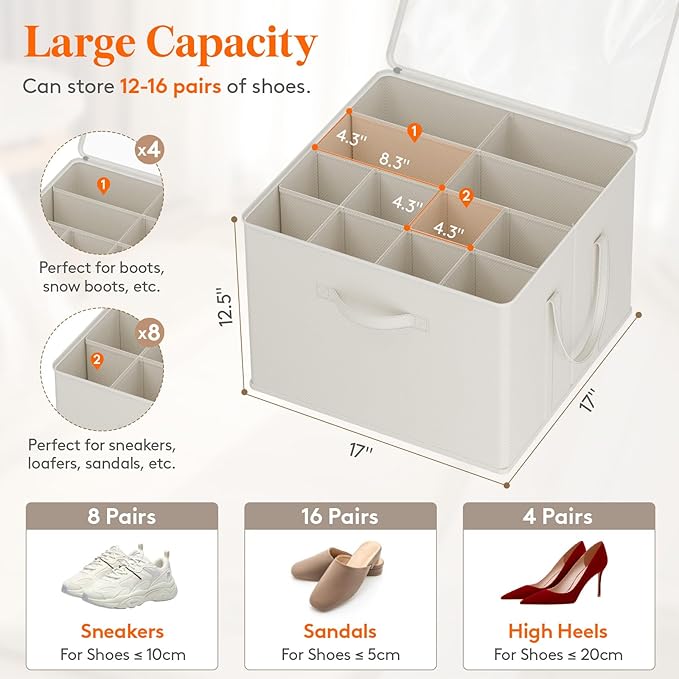 Lifewit Shoe Storage Organizer for Closet Fits 12-16 Pairs, Fabric Large Shoe - Image 2