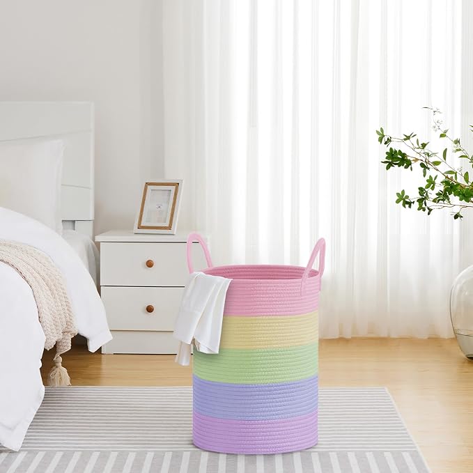 VIPOSCO Large Laundry Hamper, Tall Woven Rope Storage Basket - Image 4