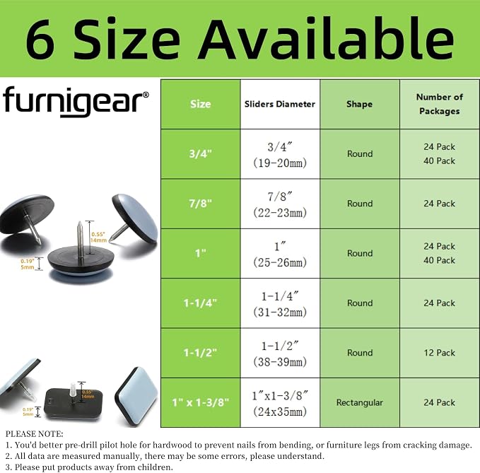 3/4“ Nail on Furniture Sliders - Image 4