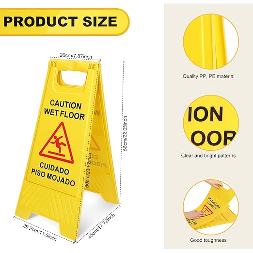Macarrie 12 Pack Caution Wet Floor Sign Wet Floor Double Sided Cuidado Piso - Image 2