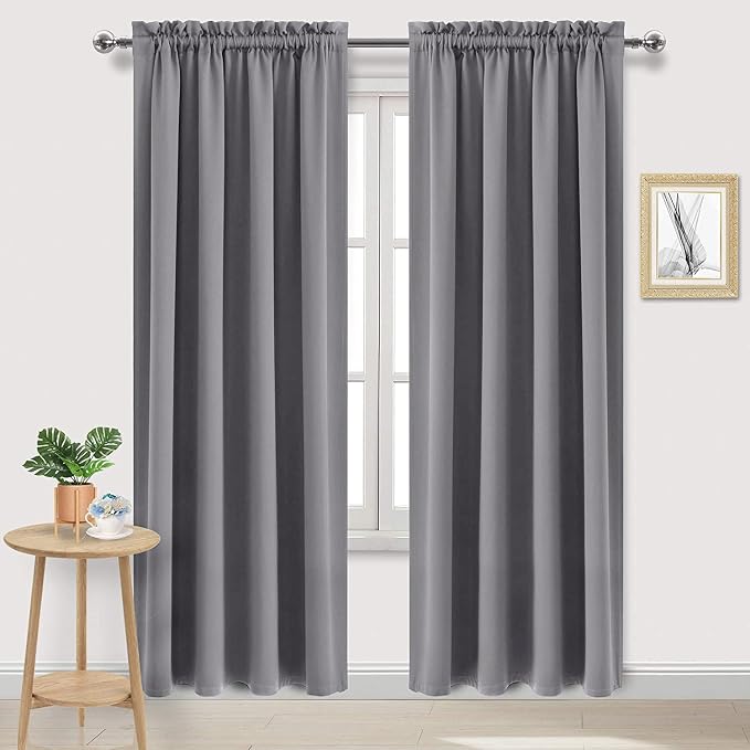 DWCN Grey Blackout Curtains for Bedroom, Thermal Insulated Energy Saving Room by DWCN