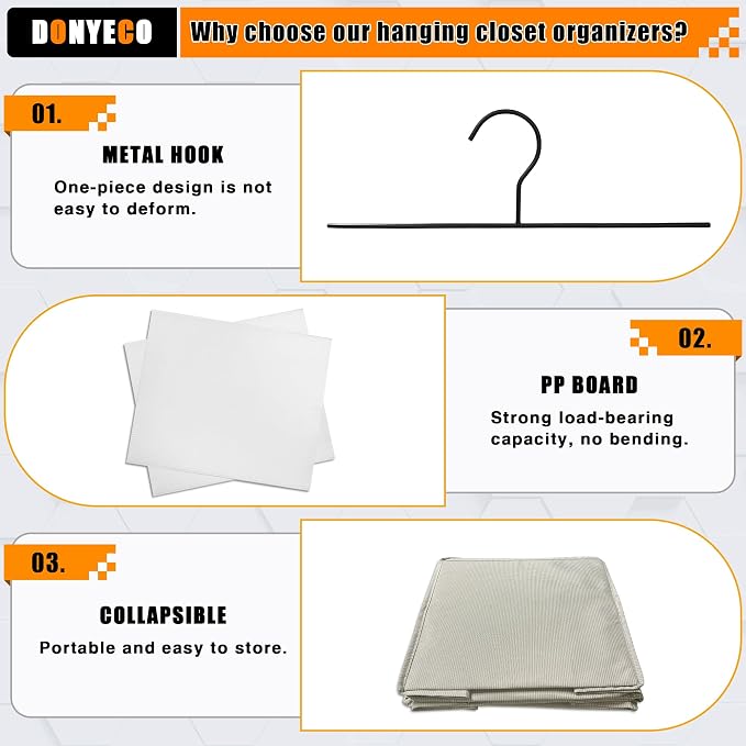 Hanging Closet Organizer, Easy Mount Foldable 5-Shelf Hanging Closet Wardrobe - Image 6