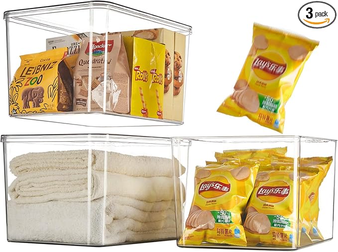 Clear plastic storage bins by GUMEIGODA