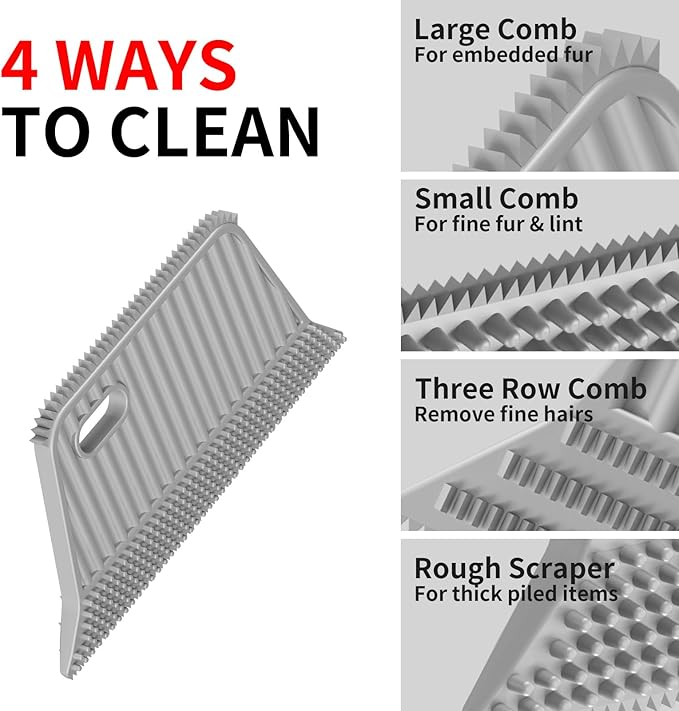 Carpet Rake for Pet Hair Removal, Dog Cat Fur Remover Rubber Broom, Carpet Rake - Image 4
