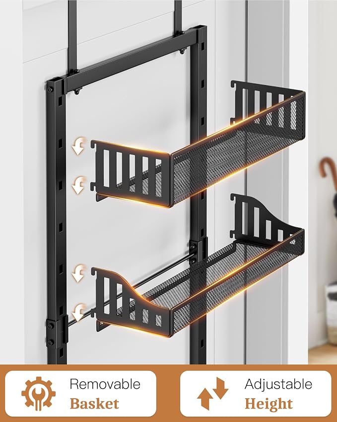 8-Tier Over the Door Pantry Organizer, Large Metal Door Spice Rack - Image 4