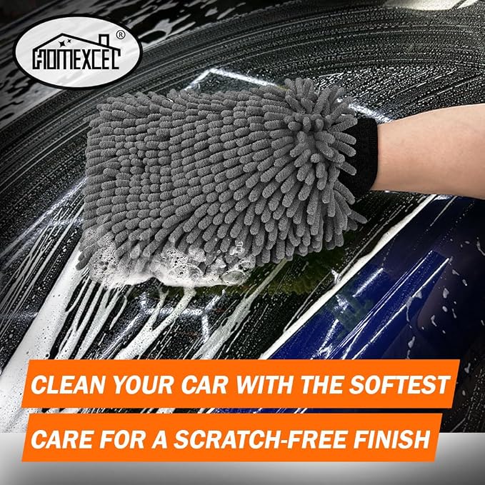 HOMEXCEL Car Wash Mitt, 2PK Chenille Microfiber Wash Mitt, Scratch-Free & - Image 2
