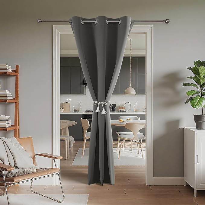 Joydeco Blackout Door Curtain for Doorway Privacy 96 Inches Long, Grommet - Image 2