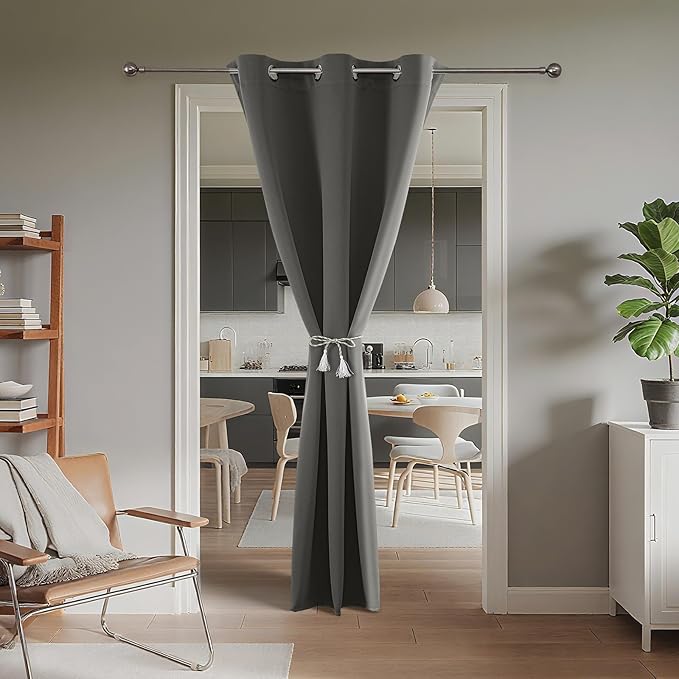 Joydeco Blackout Door Curtain for Doorway Privacy 108 Inches Long, Grommet - Image 2