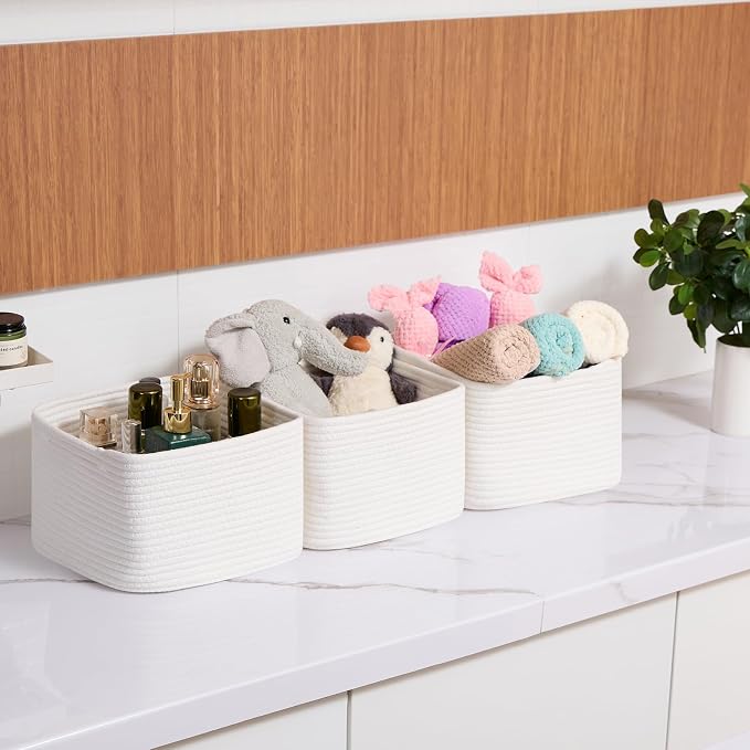 Small Organizing Baskets for Cubes Shelf, 9.7x9.7x7.1 Inch Rope Woven Storage - Image 6