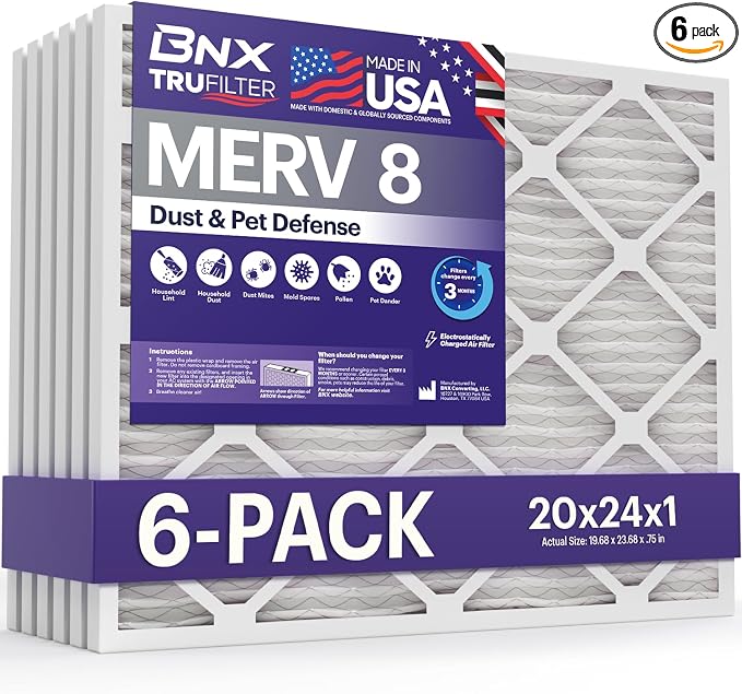 BNX TruFilter 20x24x1 Air Filter MERV 8 by BNX