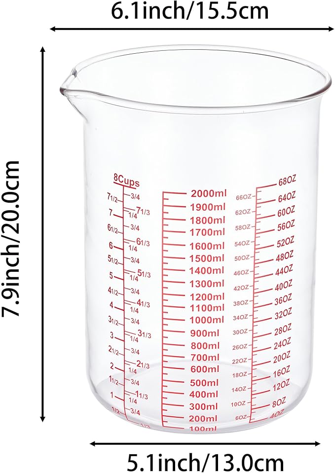 High Borosilicate Glass Measuring Cup-V-Shaped Spout，Glass Measuring Beaker - Image 4