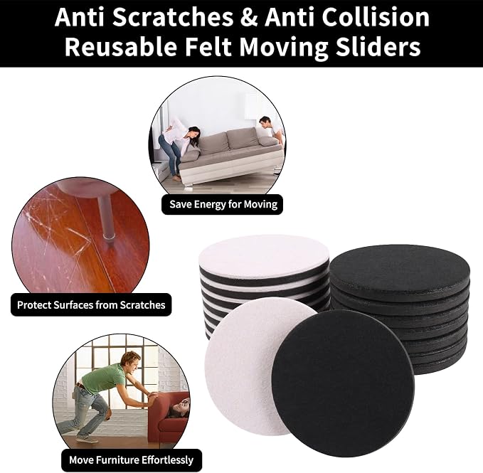 Ezprotekt 5" Round Felt Furniture Movers Sliders - Image 3