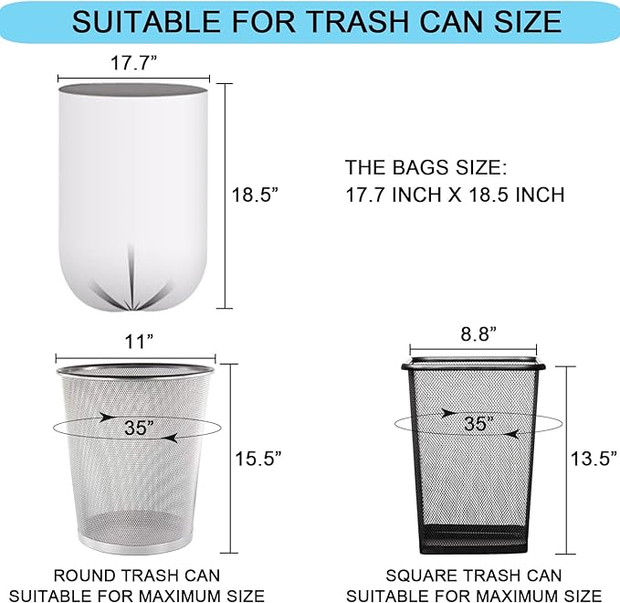 2 Gallon Small Plastic Trash Bags, 7.5 Liters Clear Wastebasket Liners Garbage - Image 3
