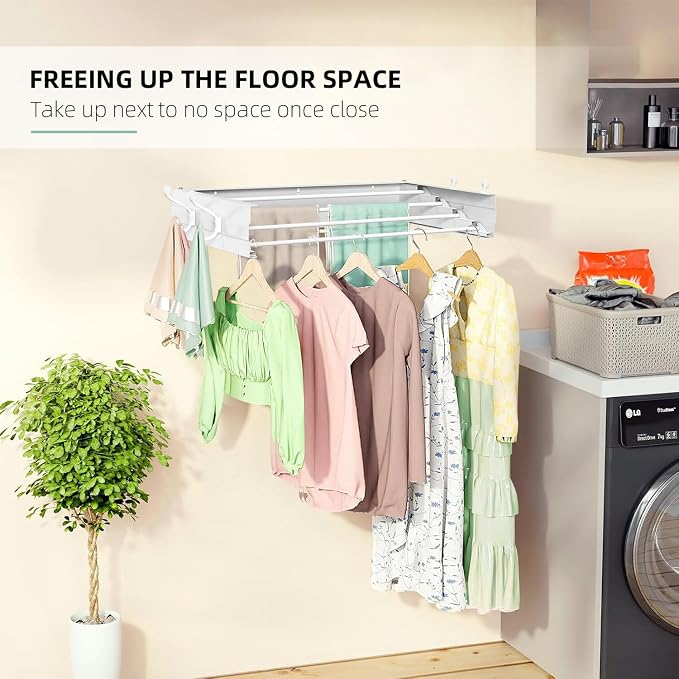 Laundry Drying Rack, Collapsible Wall Mounted Clothes Drying Rack - Image 5