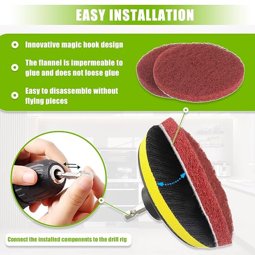 4 Inch Scrub Drill Brush Power Scouring Pads Household Cleaning Set - Image 5