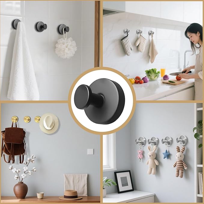 4 Pcs Suction Cup Hooks for Shower，Removable Hooks，Towel Hook，Suction Hook for - Image 4