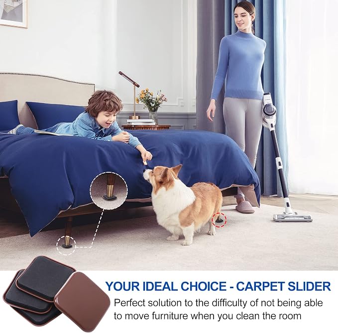 Square Furniture Sliders for Carpet, Reusable Furniture Movers Sliders - Image 4