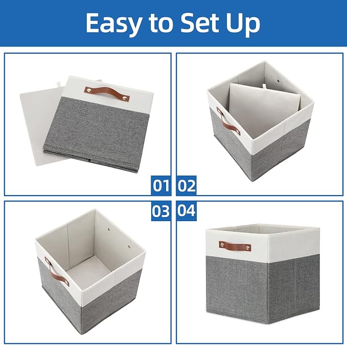 Temary Storage Cubes 12ﾗ12 Fabric Cube Storage Bins Foldable Storage Baskets - Image 7