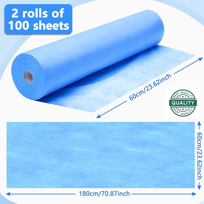 Tudomro 2 Roll Disposable Non Woven Bed Sheets 24 x 71 Inch Massage Table Paper - Image 2