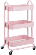 Amazon Basics 3-Tier Rolling Utility or Kitchen Cart, Lockable Wheels, Dusty by AmazonBasics