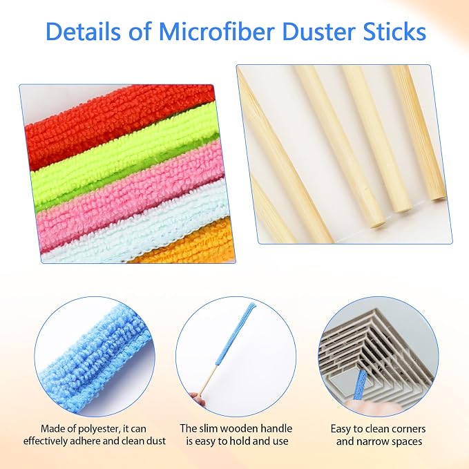 12 Pcs Microfiber Detail Duster Sticks Fan Cleaning Brush Crevice Cleaning Tool - Image 3