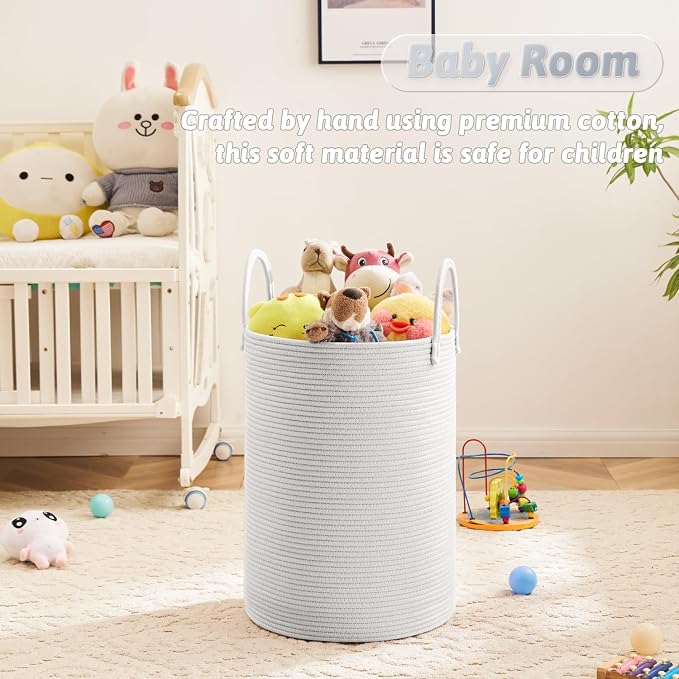 Laundry Basket, Woven Cotton Rope Laundry Hamper, 60L - Image 4