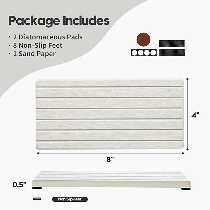 2 Pack Greige Bathroom Sink Vanity Trays, Diatomite Stone Kitchen Counter Caddy - Image 5