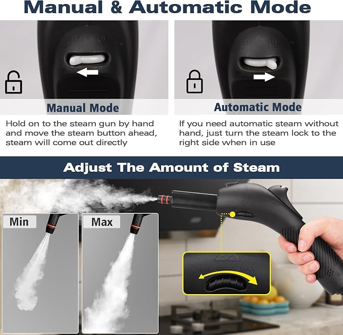 Steam cleaner, equipped with 21 specialized accessories, 1.08-liter water tank - Image 4