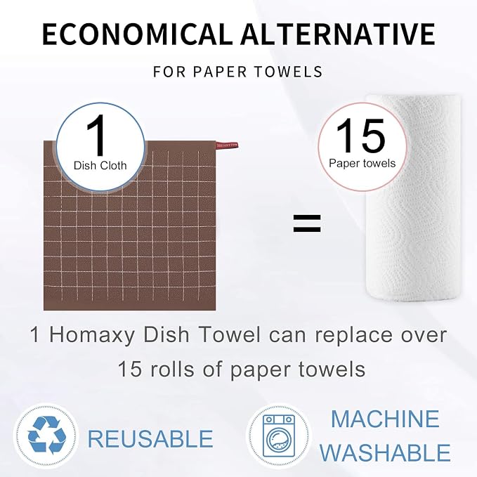 Homaxy 100% Cotton Terry Kitchen Dish Cloths, Ultra Soft and Absorbent Dish - Image 7