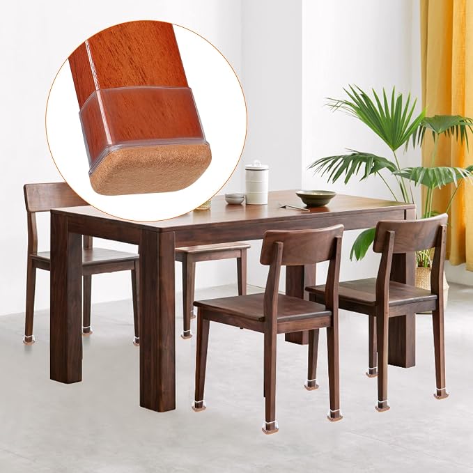 Ezprotekt 16 Pcs Rectangle Clear Silicone Chair Leg Floor Protectors - Image 6