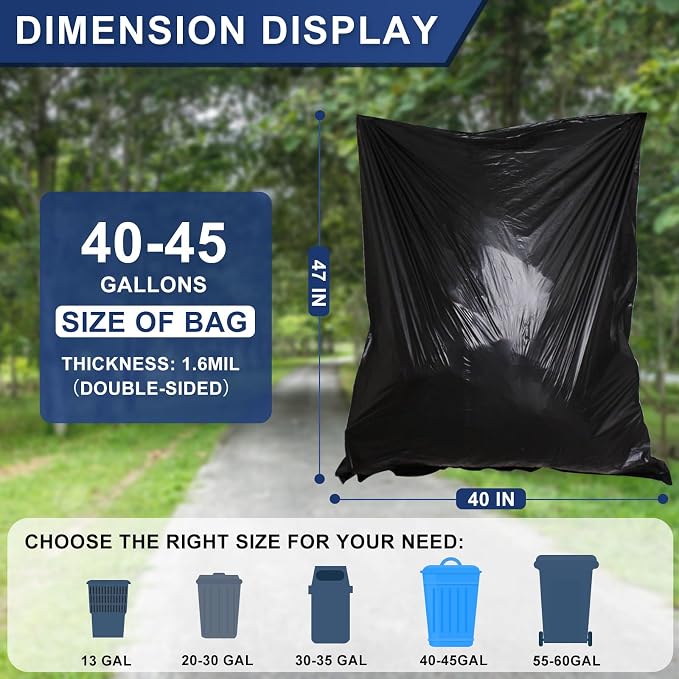 Large 40-45 Gallon Trash Bags Heavy Duty - Image 4